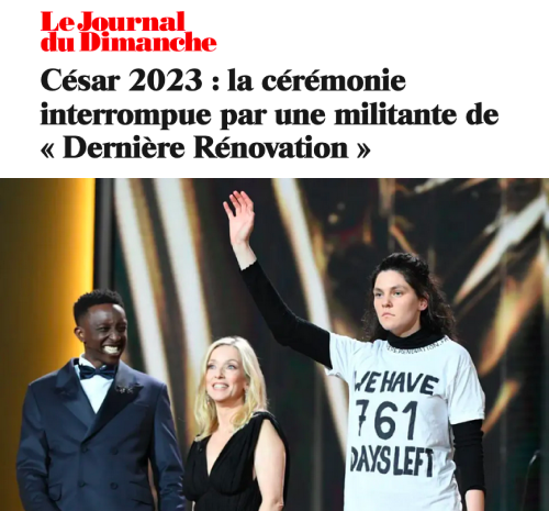 NEWS LE JDD FRANCE PARIS DERNIERE RENOVATION INTERROMP LA CEREMONIE CESAR ECOLOGIE GOUVERNEMENT FRANCE